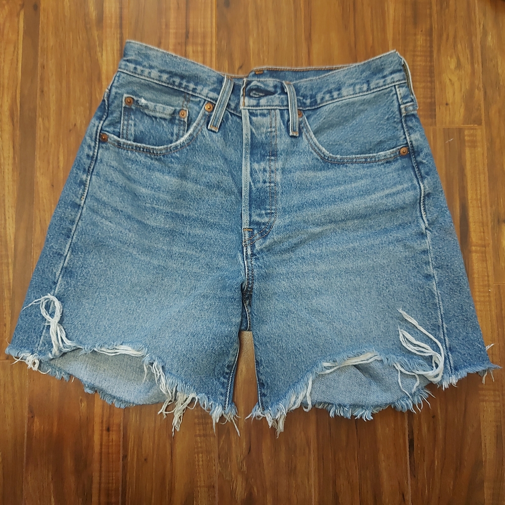 Levi's 501 Blue Jean Shorts Distressed